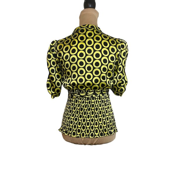 INC Wrap Silk Blouse Puff Short Sleeve Sz 2 - Picture 4 of 5